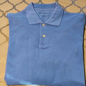 Eddie Bauer Men's Large Blue Long Sleeve Polo Shirt